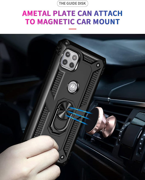 Military Grade Drop Impact Case for Moto One 5G Ace, Heavy Duty Shockproof Armor with 360 Metal Rotating Ring