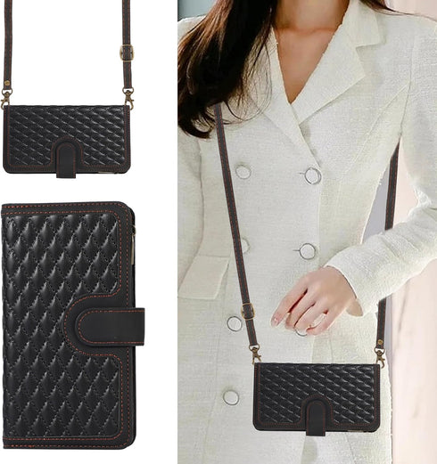 Asuwish Wallet Case for Samsung Galaxy S23 Ultra 5G - Black, 6.8", with Tempered Glass, Wrist Strap & Card Holder.