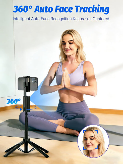 KAMING 57 360 Auto Face Tracking Tripod Phone Tripod for iPhone Rotation Follows Your Movement Phone Holder