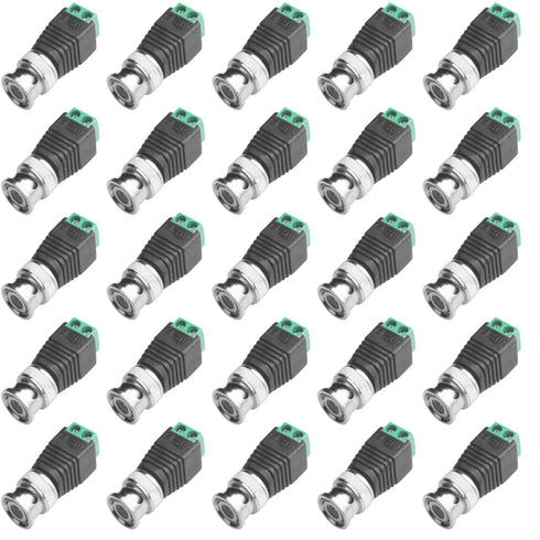 BNC Male Balun Connector, 28 Pcs Coaxial Cat5 to BNC Male Connector and BNC to 2 Screw Camera Terminal Adapter