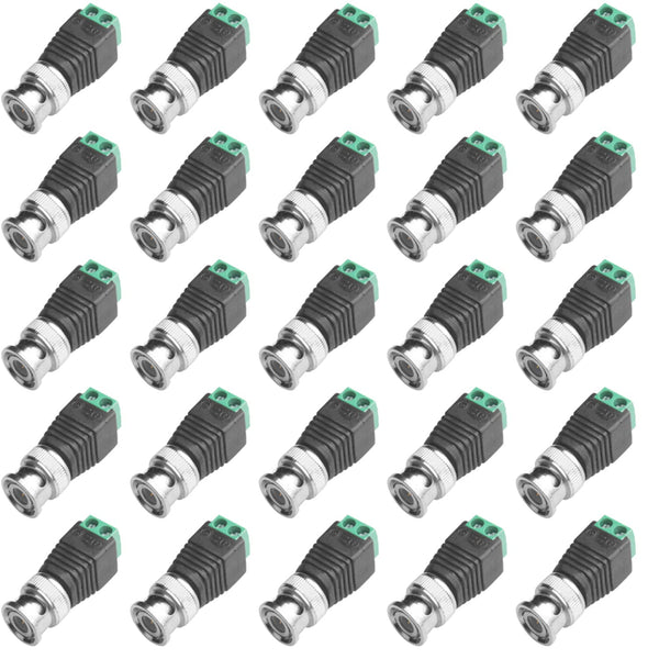 BNC Male Balun Connector, 28 Pcs Coaxial Cat5 to BNC Male Connector and BNC to 2 Screw Camera Terminal Adapter
