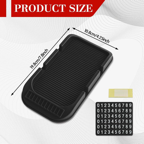 Surosha Car Dashboard Cell Phone Holder, Double-Groove Sticky Anti-Slip Gripping Gel Pad with Number Plate