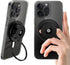 EWA MagOne Ultra Phone Grip Stand - Black, Leather Finger Strap, Removable Magnetic Ring Holder