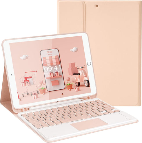 LAMA Wireless Keyboard Case with Touchpad for iPad 10.2" 9th 8th 7th Gen, Detachable Bluetooth Keyboard, Pencil Holder