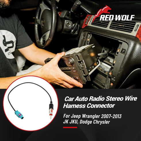 RED WOLF Car Radio Antenna Adapter Replacement for Jeep Wrangler JK JKU 2007-2023, Dodge Chrysler Stereo Adapter