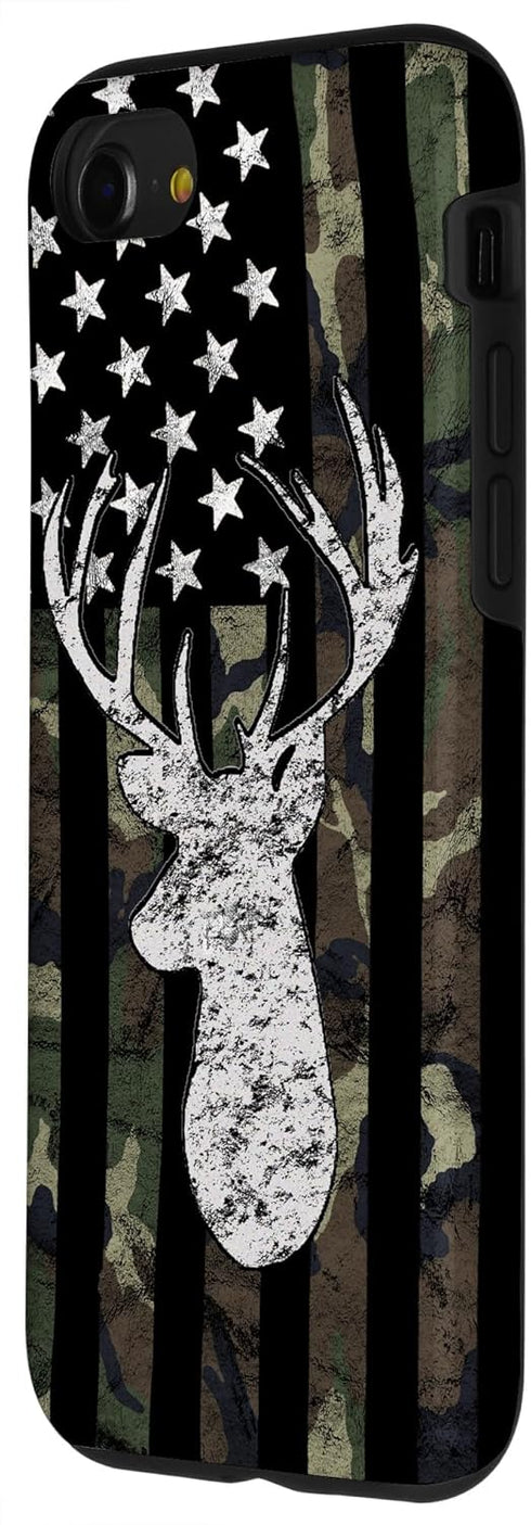Deer Hunting Camouflage American Flag Whitetail Buck Case for iPhone SE (2020) / 7 / 8