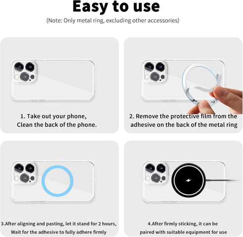 2Pcs Metal Ring Sticker for Pop Socket Magnetic Grip, Magnetic Adapter for iPhone, Magsafe Wireless Charger (Blue)