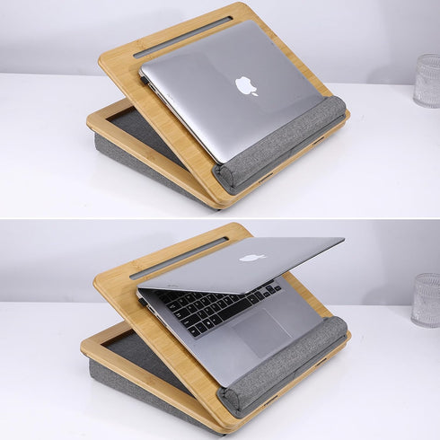 SUMISKY Adjustable Lap Desk, Portable Laptop Stand with Cushion and Phone Holder for Up to 15.6 Inch Laptops