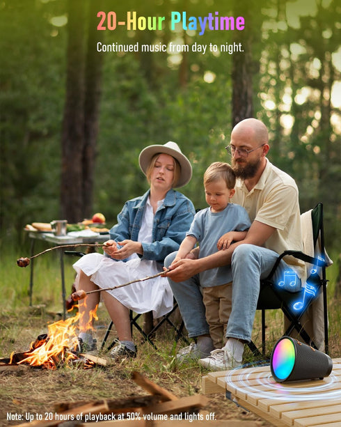 Gladorn 9 20H IPX6 5.3, Portable Bluetooth Speaker Wireless with Color Lights, Playtime, Stereo Pairing, Deep Bass