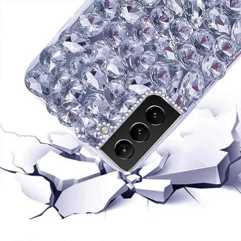 Bonitec Compatible with Galaxy S21 Case - 3D Glitter Sparkle Bling Luxury Rhinestone Diamond Bumper
