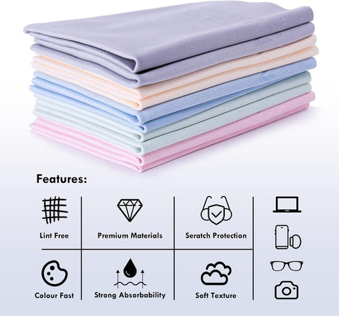 Nadadora Cloths,20 Pack,Extra Washable,6"X7" Individually Wrapped Premium Microfiber Glasses Cleaning Thick,Soft