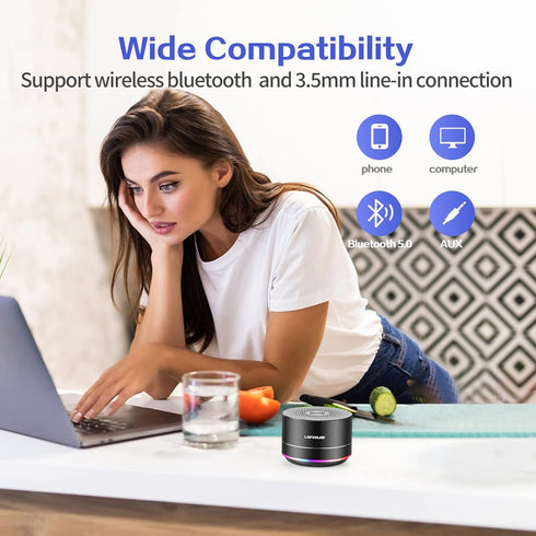 LENRUE Portable Bluetooth Speakers, Wireless Speaker with Clear Sound, Long Playtime, Small Mini Metal Speaker,