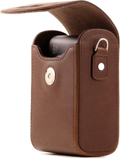 MegaGear Universal Camera Case for Sony Cyber Shot RX100 VI, Dark Brown (MG1497), PU Leather