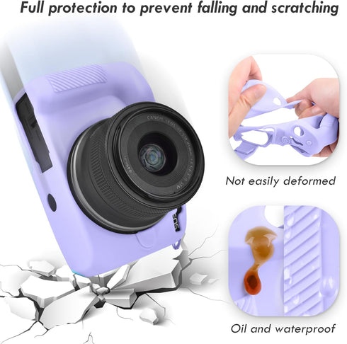 Rieibi Soft Silicone Case for Canon EOS R50 Camera, Lightweight Protective Case, Purple