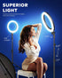 Kaiess 10.2" 65" Dimmable Selfie Ring Light with Adjustable Tripod Stand & Phone Holder for Live Stream/Makeup