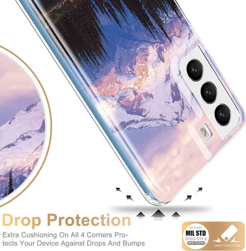 Esdot Snow Mountain Case for Samsung Galaxy S22 Plus, Passing 21ft Drop Test, Fashionable Designs for Women Girls
