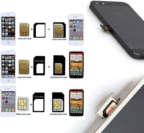 New Nano and Micro Sim Adapter with Eject Pin Needle - 10 Pack