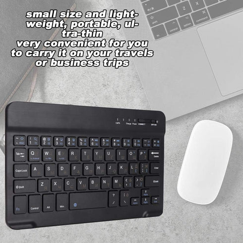 Russian English Keyboard, 7 Inch Rechargeable Ultra Thin Wireless Bluetooth Keyboard for Smart Phone Tablet