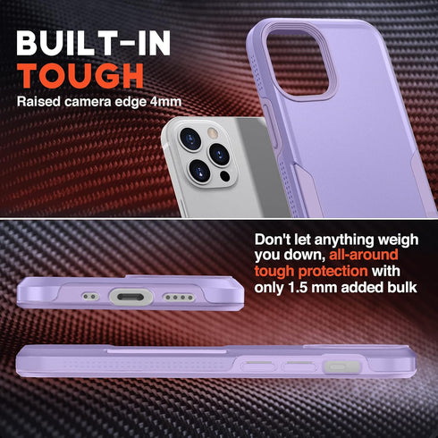 NTG Designed for iPhone 12 Pro Max Case, Heavy-Duty Tough Rugged Slim Shockproof Protective Case, Purple