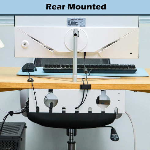 Under Desk Cable Management Tray, 2 Pack White, OSteed Cord Organizer for Desk Wire Management