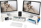 Dual Monitor Stand Riser with Drawer & Metal Leg, Large White Computer Monitor Riser with Storage for 2 Monitors