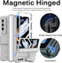 Miimall Samsung Galaxy Z Fold 4 5G Case with Built-in Tempered Glass Protector, Magnetic Hinge, Kickstand, Silver
