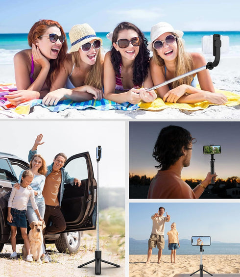 MOLEKSDAL 37-inch 360 Tripod & Telescopic Selfie StickFeatures Wireless Remote Control and Rotation, Ideal for Travel
