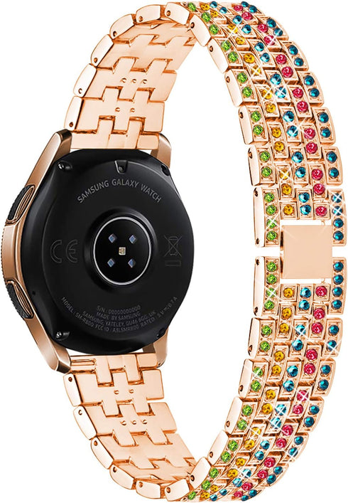 Dsytom Compatible with Samsung Galaxy Watch 42mm Band - 20mm Jewelry Watchband & Bezel Ring Cover