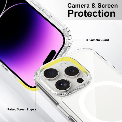 FanTEK 14 6.7 Inch, Phone Case Compatible with iPhone Pro Max Magnetic Case Clear Protective Bumper Hard Back Cover