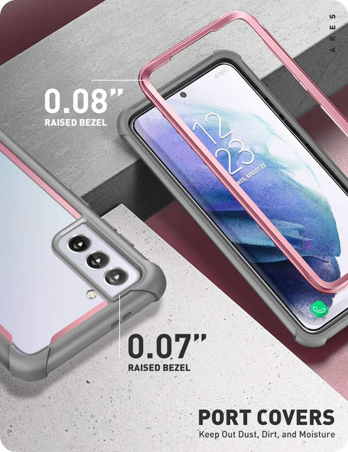 i-Blason Ares Series Case for Galaxy S21 Plus 5G, Rugged Clear Bumper Case Without Built-in Screen Protector (Pink)