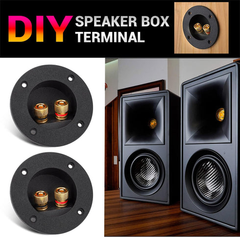 Facmogu 2PCS 3 Inch Round Speaker Box Terminal Cup - 2-Way Binding Post, Power Speaker Plates for DIY Kits