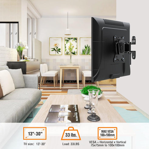 ELIVED TV Wall Mount Small Monitor Mount Bracket, Adjustable Tilt Swivel for Most 13-30 Inch TVs, Holds up to 33 lbs