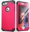 IDweel Case for iPhone 6S Plus with Tempered Glass Screen Protector, 3 in 1 Shockproof Hybrid Cover, Rose Red