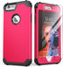 IDweel Case for iPhone 6S Plus with Tempered Glass Screen Protector, 3 in 1 Shockproof Hybrid Cover, Rose Red
