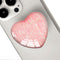 Expanding Cell Phone Grip Heart Shape Glass Finger Holder for Smartphones, Collapsible Stand - Pink Vertical Lines