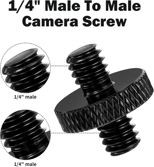 Thrymme 4 1/4" 1/4" Pcs Camera Tripod Screw, Male to Male Threaded Tripod Screw Tripods Nut Connectors, Double Sided