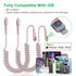 Coiled USB C to Lightning Cable 3Ft, Short iPhone Charger for Car Apple CarPlay, Pink with Data Sync & LED