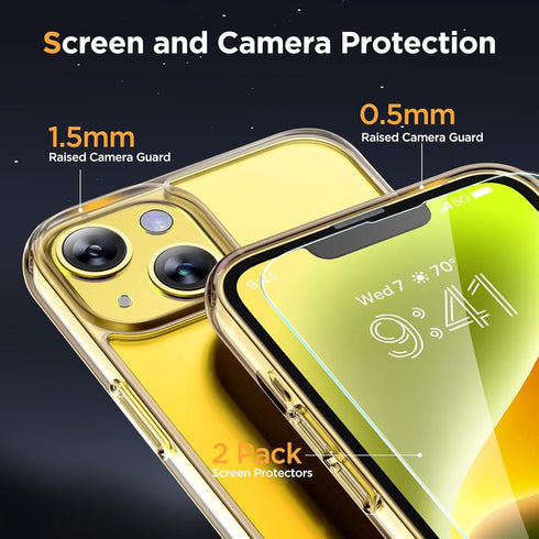 Miracase Magnetic Series iPhone 14 Case - Clear, Slim, Military-Grade, Anti-Fingerprint, MagSafe Compatible + 2X Screen