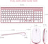 FENIFOX Wireless Keyboard and Mouse, Full-Size Compact, Whisper-Quiet, Compatible with Mac PC Laptop, Rose Gold Pink