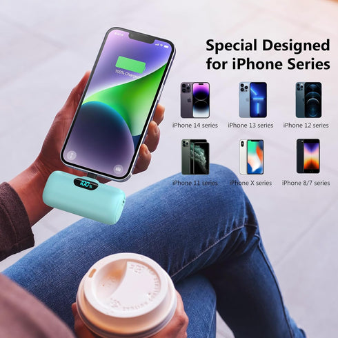 HETP iPhone,5000mAh Pack,LCD 14/14 Max/13/13 Pro/12 Pro/11/XS/XR/X/8/7/6 Mini Portable Charger for PD Fast Charging