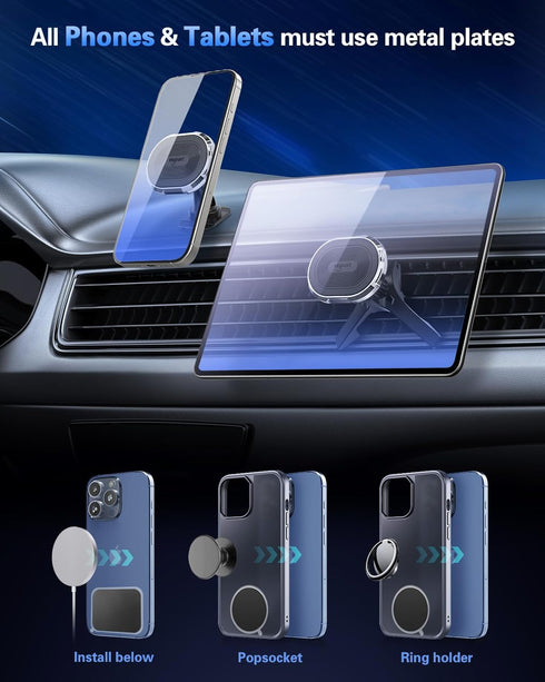 volport Magnetic Phone Mount for Car, Strong Magnet Holder for Vent & Dashboard, Compatible with iPhone, Samsung