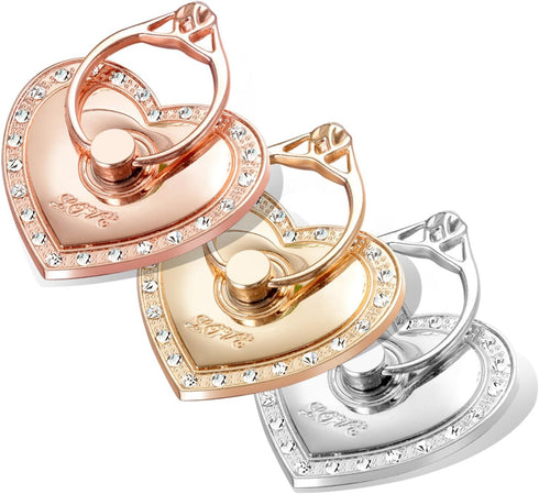 Phone Stand, Luxury Updated Re-Usable Metal Stainless Phone & Tablet Anti Drop Ring Holder with Diamonds for iPhone,