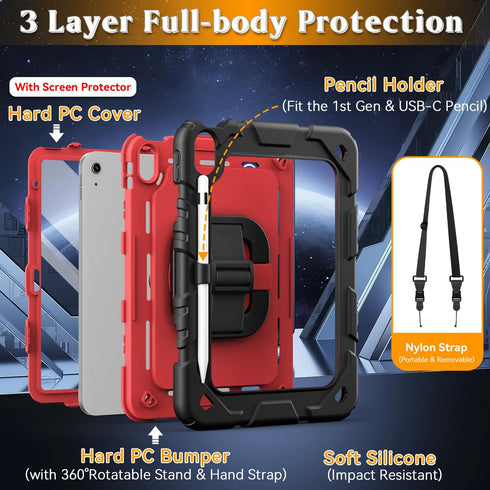 Grifobes A16 11th/10th 2025/2022, 11 Inch/10.9 Inch 360Rotate for iPad Generation Case for iPad Case Cover with Screen
