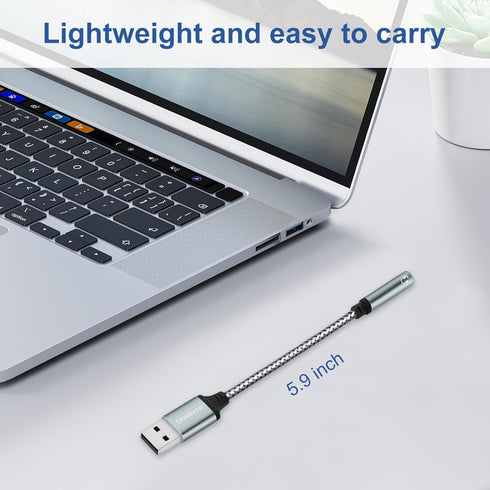 (2-Pack) USB to 3.5mm Jack Audio Adapter, QimKero External Sound Card USB-A, AUX Stereo Converter for Headset, PC,