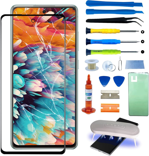 Samsung Galaxy S20 FE Front Screen Glass Replacement - 6.5 inch Repair Kit with Waterproof Frame Adhesive & Tools