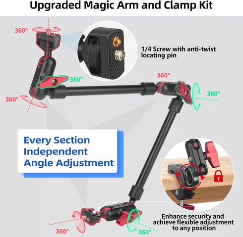 Hemmotop 22in Magic Arm with Clamp, Adjustable Phone Mount Holder for Camera, Mic Arm for Tripod and Desk