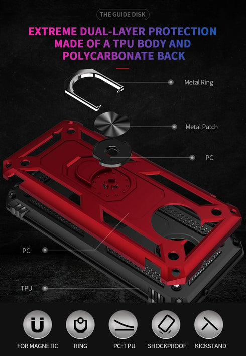 Military Grade Drop Impact Case for Motorola Moto G6 with 360 Metal Rotating Ring Kickstand Holder, Shockproof (Sliver)