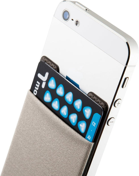 Sinjimoru Basic Cell Phone Wallet, Stick on Card Holder for Back of Phone, Grey
