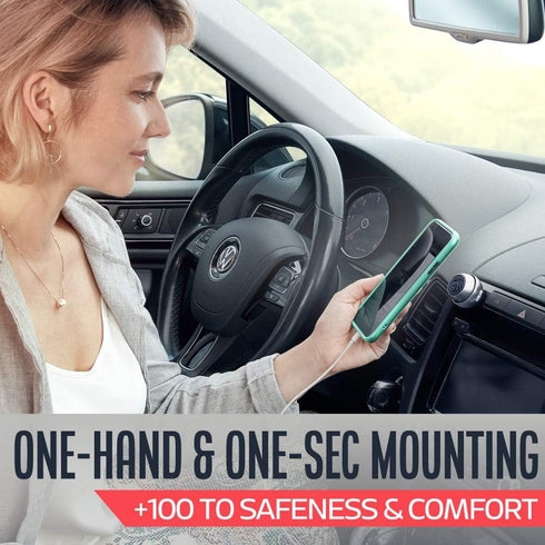 Universal Car Phone Mount Magnetic, All-Metal iPhone Holder for Any Smartphone or GPS, One-Handed Cell Phone