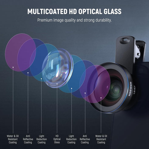 NEEWER 2 1 0.45x 15x 37mm LS-67 Basics in Phone Camera Lens Accessories Kit, HD Wide Angle + Macro, Lens Clamp